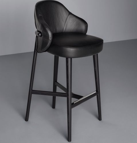 Contemporary bar chair - TRENCH  - Piaval srl - indoor / leather / ash base