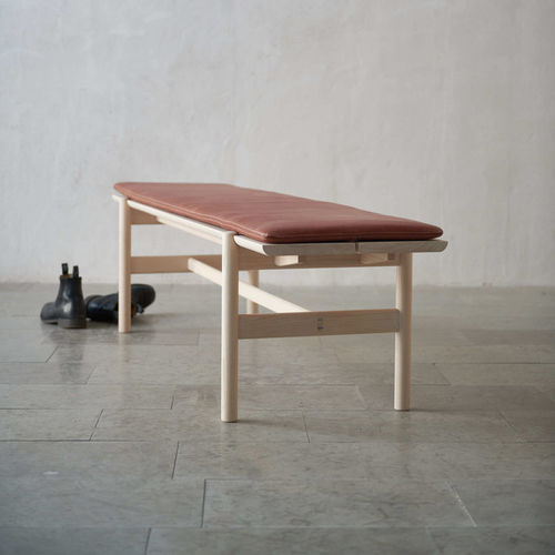 Contemporary upholstered bench - LAVE  - Gemla Fabrikers AB - fabric / leather / ash base