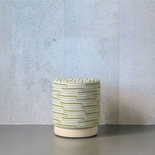 Contemporary pouf - Scott Lux - Evolution 21 - Karine Bonjean bv - fabric / wooden / round