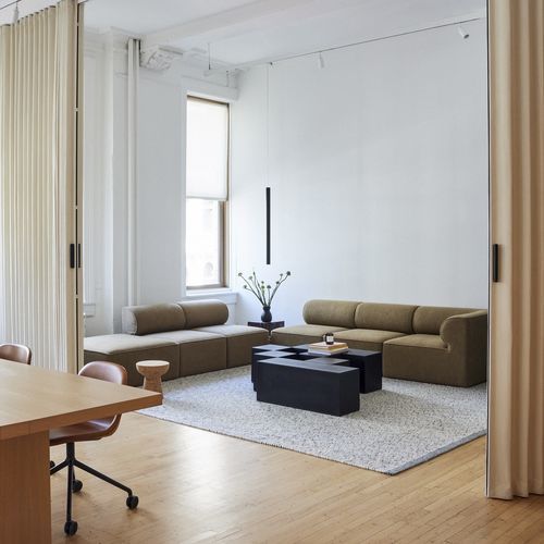 Folding partition - Centred central opening - Dooor srl - sliding / fabric / commercial