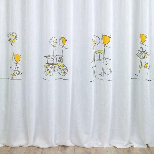 Children's pattern sheer curtain fabric - BAND  - Ciesse Tendaggi srl - linen / polyester / washable