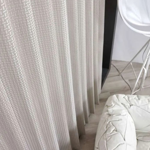 Geometric pattern sheer curtain fabric - MATRIX - Ciesse Tendaggi srl - linen / polyester / washable
