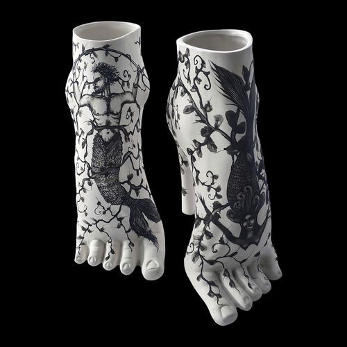 Contemporary vase - MERMAIDS - ELICA STUDIO - porcelain / handmade / Made in Italy