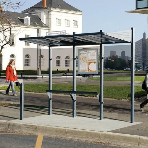 Glass Bus Shelter Convi Egoé Plus Galvanised Steel With Bench 2022