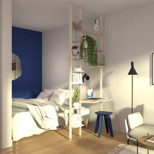 Modular shelf - Bretagne Design - floor-to-ceiling / contemporary / thermo-lacquered steel