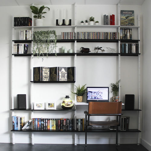 Wall-mounted shelving system - Etagère bibliothèque murale  - Bretagne Design - contemporary / thermo-lacquered steel / home