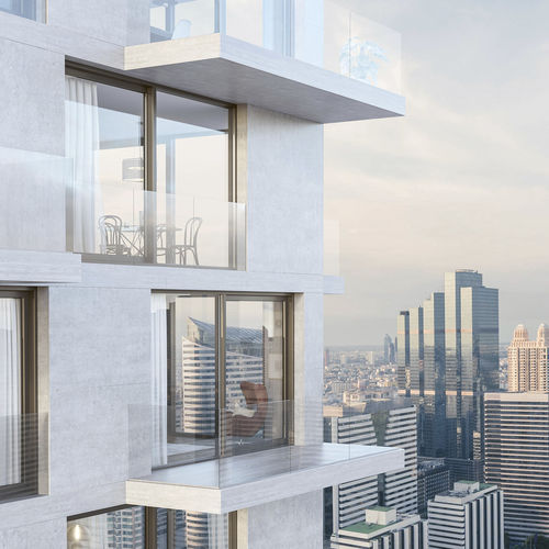 Sliding balcony door - THE SMART - Salamander - glass / metal / triple-glazed