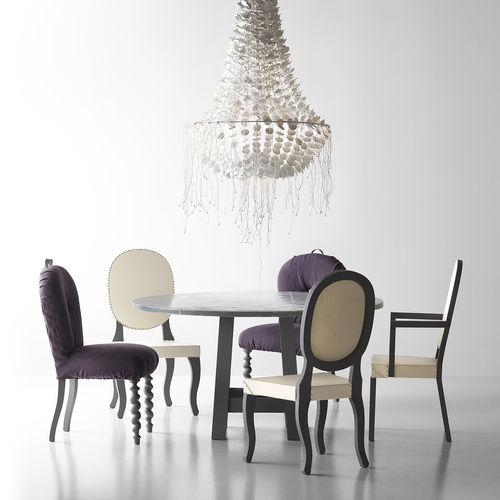 Contemporary table - CANOVA - LANDO - oak / zinc / solid wood base