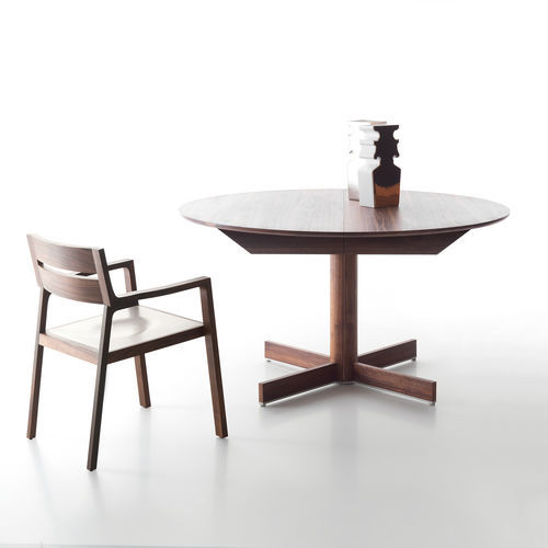 Contemporary table - DIADE - LANDO - solid wood / oiled wood / wooden base