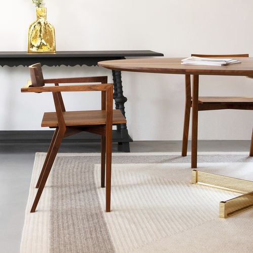Contemporary chair - CORSIA - LANDO - indoor / walnut / solid wood base