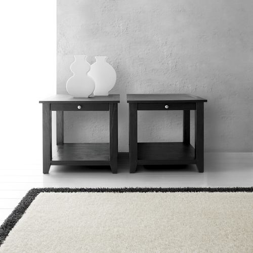 Contemporary bedside table - L500 - LANDO - solid wood / wooden base / square