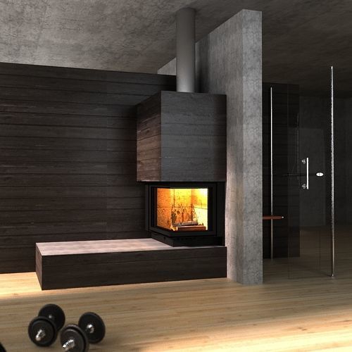 Wood-burning fireplace - Optimal 60x60 L/R - REGALFIRE S.A - built-in / corner / 2-sided