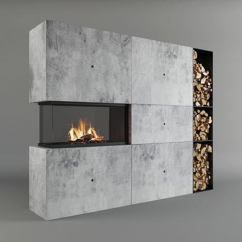 Wood-burning fireplace - architectural PI LONG 90 - REGALFIRE S.A - built-in / wall / 3-sided