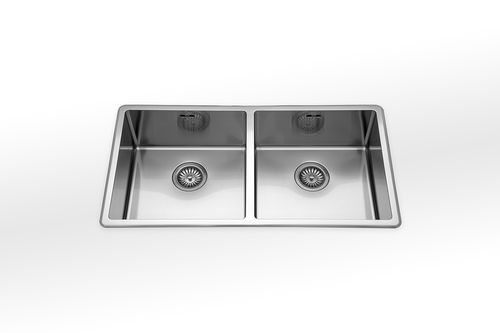 Deep kitchen sink - radius 60  - ALPES-INOX - double / without drainboard / stainless steel