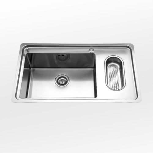 Double kitchen sink - radius 12 LFRS 587/1V1B - ALPES-INOX - without drainboard / stainless steel / integrated