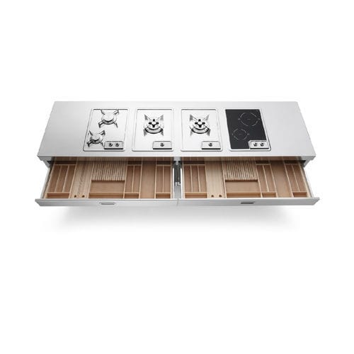 Free-standing cooktop cabinet - C250-C120+C120+RE120+RE120/1 - ALPES-INOX