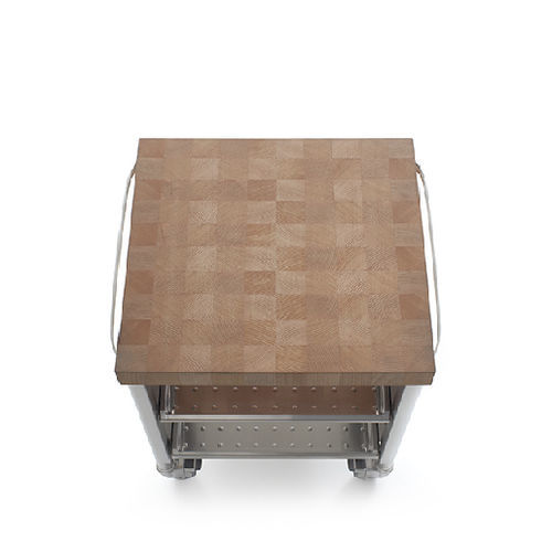 Solid wood trolley - 70C-CARRELLO-2 - ALPES-INOX - oiled wood / stainless steel