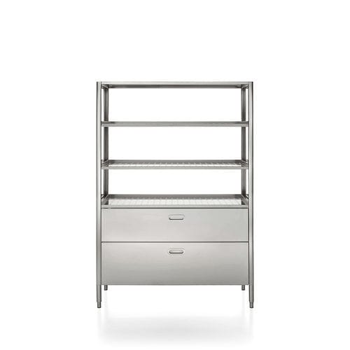 Contemporary shelf - 128/185 DISPENSA/3 - ALPES-INOX - stainless steel / for kitchens / with drawer