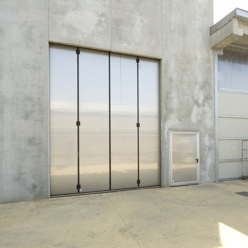 Stainless steel industrial door - HING - Moreschi Chiusure Industriali S.r.l. - bi-fold / galvanised steel / polyurethane foam