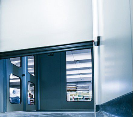 Roll-up industrial door - CLEAN - Moreschi Chiusure Industriali S.r.l. - stainless steel / fabric / sheet metal