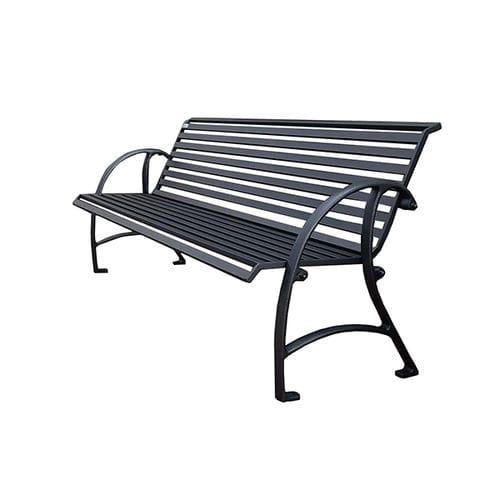 Contemporary public bench - PN031 - irollo - cast iron / steel / with backrest