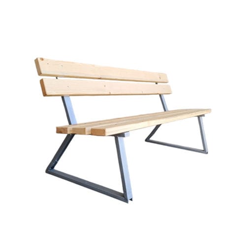 Contemporary public bench - PN094 - irollo - galvanised steel / painted steel / pine