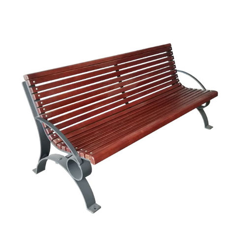 Contemporary public bench PN023 irollo srl pine / iroko / cast iron