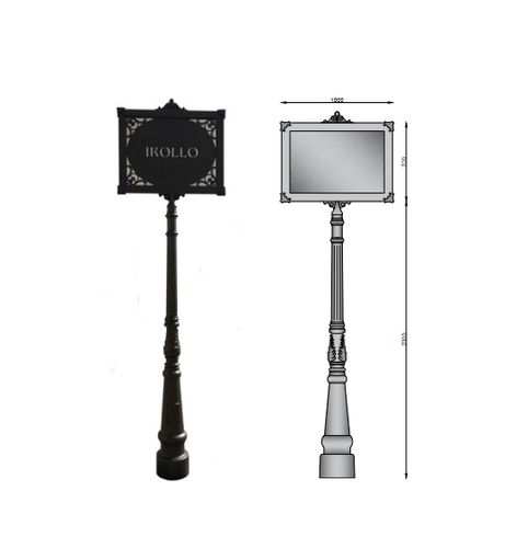 Advertising display panel - PLT005 - irollo - with long legs / urban / cast iron