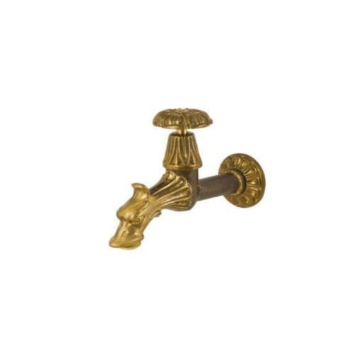 Drinking fountain single tap - R003 - irollo - wall-mounted / brass / garden