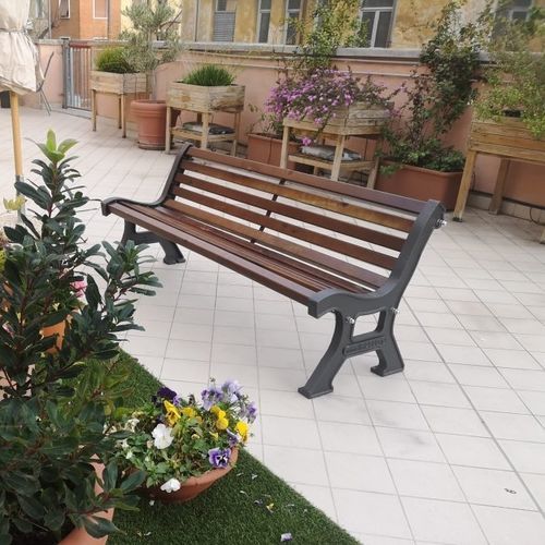 Traditional public bench - PN006 - irollo - cast iron / galvanized iron / pine