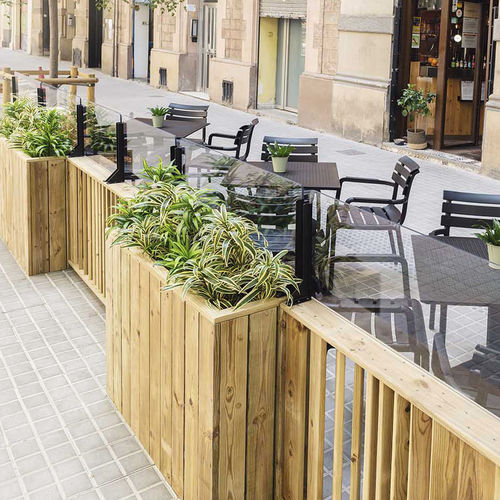 Wooden planter - J100A34PH40 - Hortalia - rectangular / modular / with windscreen
