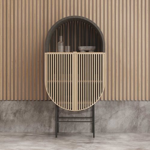 Contemporary bar cabinet - AKVAVIT - Laengsel - birch / plywood / custom
