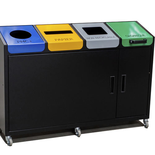 Recycling bin - Laurac stations 4 - Stima Belgium - metal / with wheels / pedal