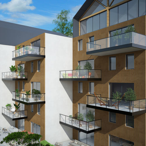Aluminum railing - KLAIR - Majuskule - glass panel / outdoor / for balconies