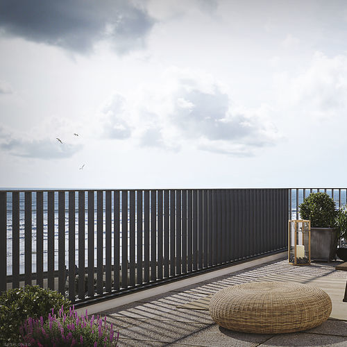Aluminum railing - KAPITALE - Majuskule - with bars / outdoor / for balconies