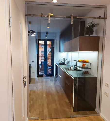 Interior door - Transparent Design SRL - glass / sliding / contemporary