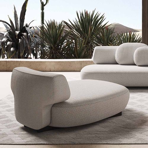 Contemporary chaise longue - Tetù - LIU JO Living - fabric / outdoor / white