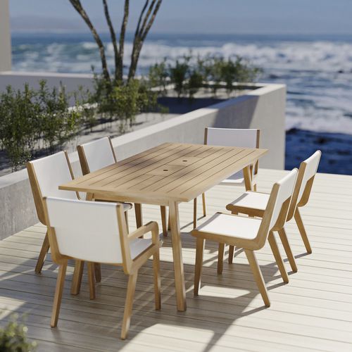 Contemporary dining table - SOLIS - Model No. Furniture - cherrywood / elm / cherrywood base