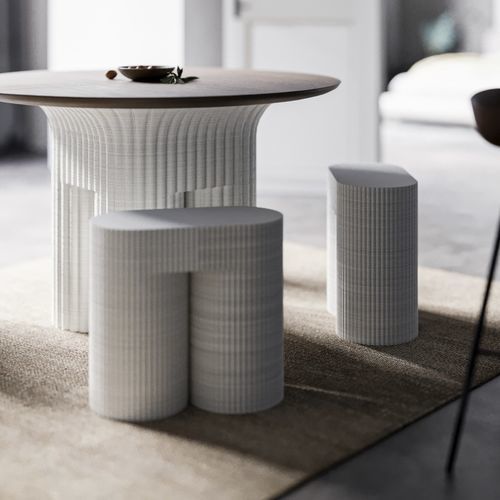 Contemporary stool - GATHER - Model No. Furniture - resin / resin base / white