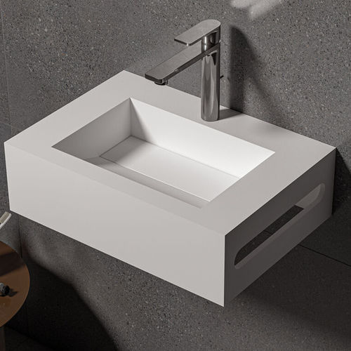 Wall-mounted washbasin - ARIEL - ZENON SMART SOLID SURFACE - Solid Surface / with towel rack / antibacterial