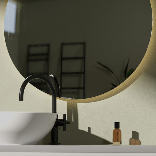 Wall-mounted bathroom mirror - ORION - ZENON SMART SOLID SURFACE - commercial / contemporary / round