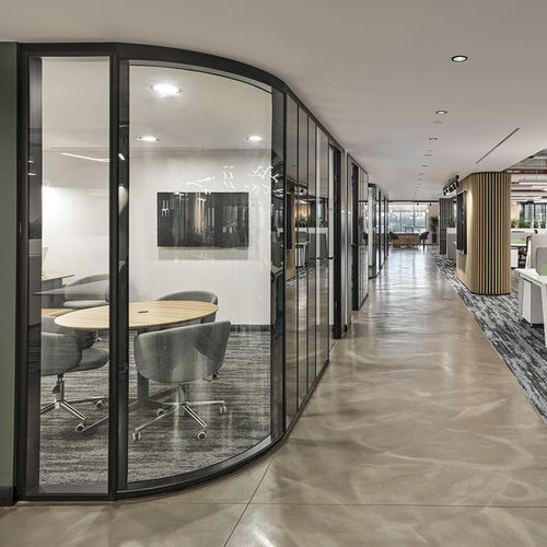 Removable partition - ALNOPLAN F100 - ALN Office - Altinbölme Partition Wall - modular / with glass panel / wooden