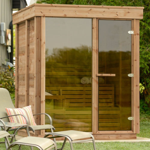 Home sauna - 6FTx6FT - Urban Cedar Hot Tubs and Saunas - glass / red cedar / for outdoor use