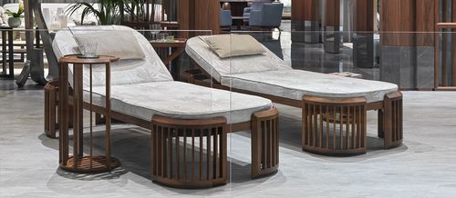 Contemporary daybed - A1791 - ANNIBALE COLOMBO - fabric / iroko / iroko base