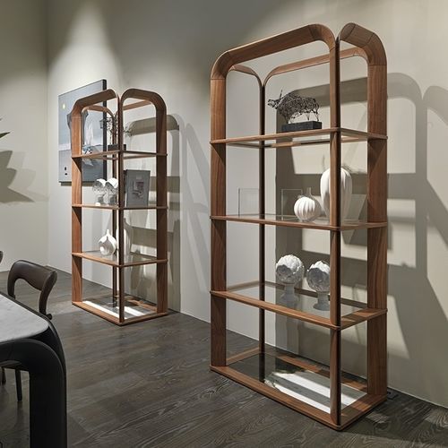 Contemporary shelf - Ecuba - ANNIBALE COLOMBO - walnut / glass / marble
