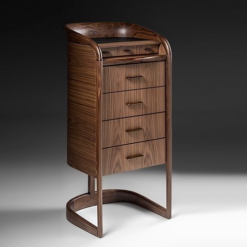 Contemporary chest of drawers - Pitagora - ANNIBALE COLOMBO - walnut / ebony / leather