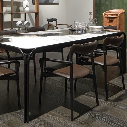 Contemporary dining table - KONG - ANNIBALE COLOMBO - walnut / walnut base / rectangular