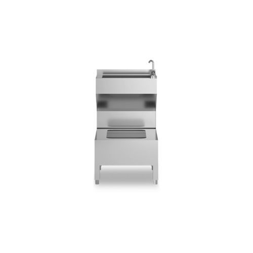Wall-mounted hand basin - TULS - rectangular / stainless steel / antibacterial