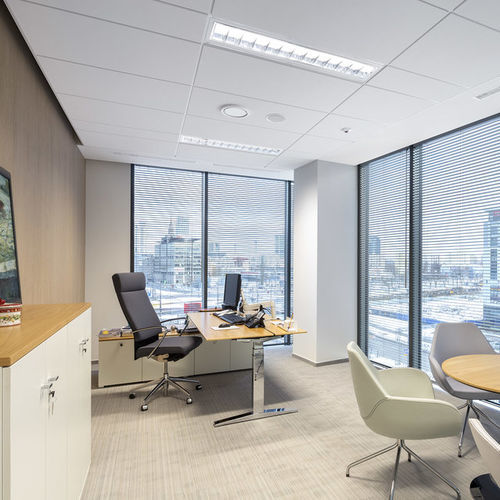Mineral fiber suspended ceiling - ADAGIO dB+ - Knauf Ceiling Solutions - tile / for office / for clean rooms