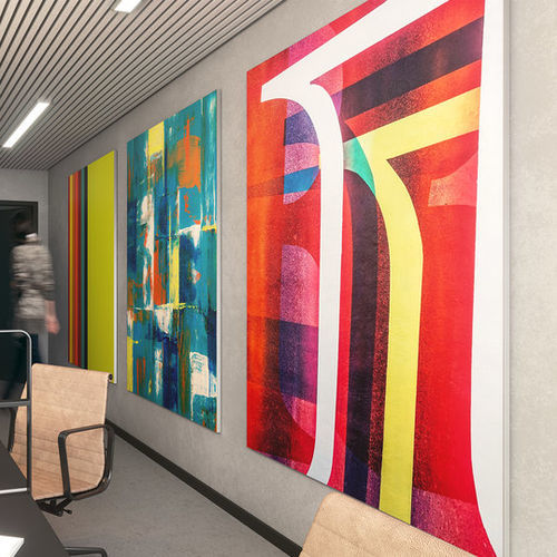 Wall-mounted sound-absorbing panel - Knauf Ceiling Solutions - aluminum / fabric / square
